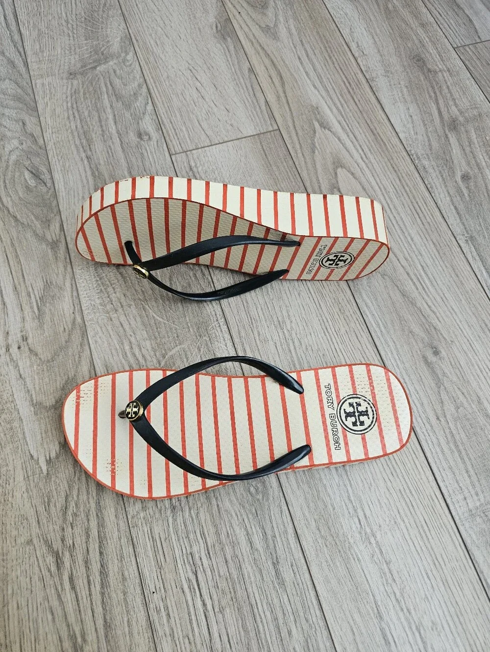 Tory Burch Striped Mini Wedge Sandals